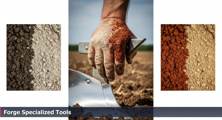 A farmer's hand with different soils on a generic plow blade, symbolizing the need for specialized AI tools in Omaha's industries.