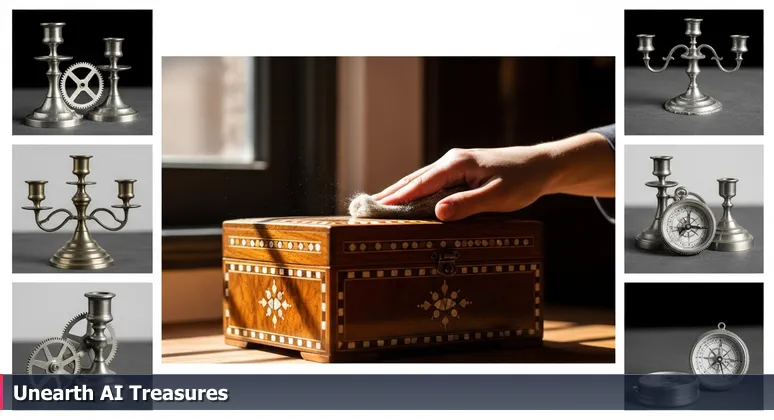 A hand brushing dust off an ornate wooden box in an Omaha antique store, symbolizing hidden AI engineering opportunities for 2026.