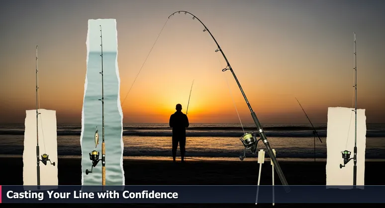Silhouette of an angler at dawn on a Palm Coast beach with multiple fishing rods planted in the sand, symbolizing AI bootcamp choices for tech careers in Northeast Florida.