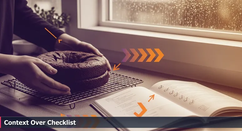 A sunken chocolate cake on a cooling rack in a rainy Portland kitchen, symbolizing the gap between generic AI roadmaps and local engineering mastery.