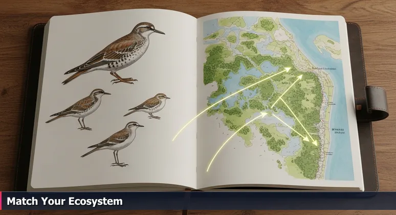 A naturalist's leather-bound field journal open to sketches of birds and a habitat map, representing the best tech coworking spaces in Los Angeles for AI startups in 2026.