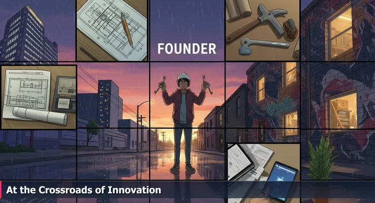 A tech entrepreneur at a crossroads in Houston, choosing between corporate prestige and creative energy, holding keys to workspace opportunities.