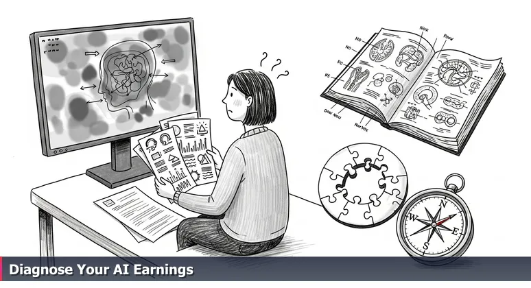 A professional in Gainesville examining a medical scan screen with AI salary data overlays, symbolizing career diagnosis in the local tech scene.