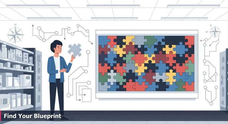 A person in a Gainesville hardware store aisle, looking at a wall of drill bits, representing the array of AI networking opportunities in 2026.