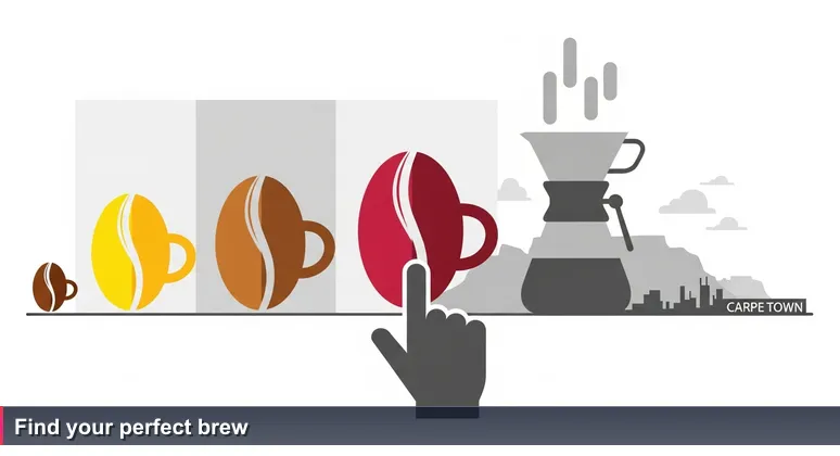 Close-up of a chalkboard at a Cape Town coffee shop listing single-origin coffee beans with tasting notes, a hand points at one option, steam rises from a pour-over carafe.