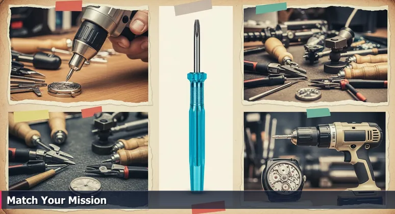 Close-up of a hand holding a power drill over a delicate watch mechanism on a workbench, symbolizing the importance of choosing the right coworking space for your tech venture.