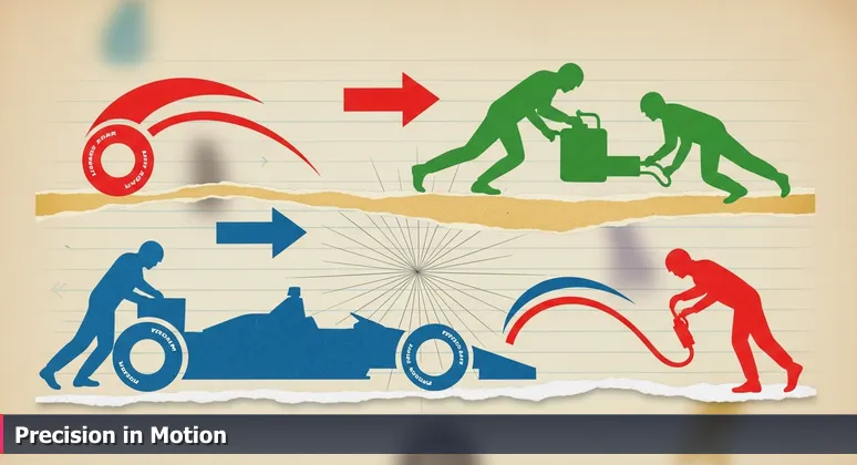 Image of an IndyCar pit crew performing a fast tire change at the Indianapolis Motor Speedway, symbolizing teamwork and efficiency in tech careers.