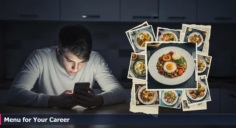 A person in Indianapolis scrolling through smartphone reviews late at night, feeling anxious about choosing an AI bootcamp for their career change.