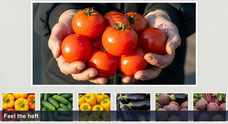 Wrinkled hands of a market vendor at Besarabsky Market cupping ripe tomatoes, weighing them by instinct without a scale