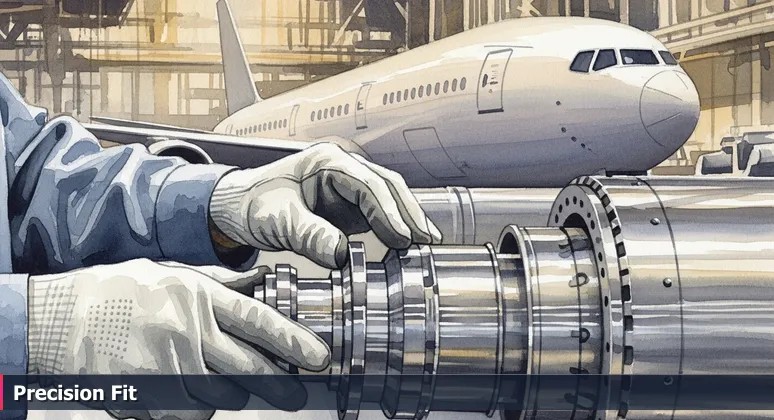 Skilled technician's gloved hands precisely assembling an aerospace component in a Boeing Everett plant, representing tech innovation in Marysville's supply chain ecosystem.