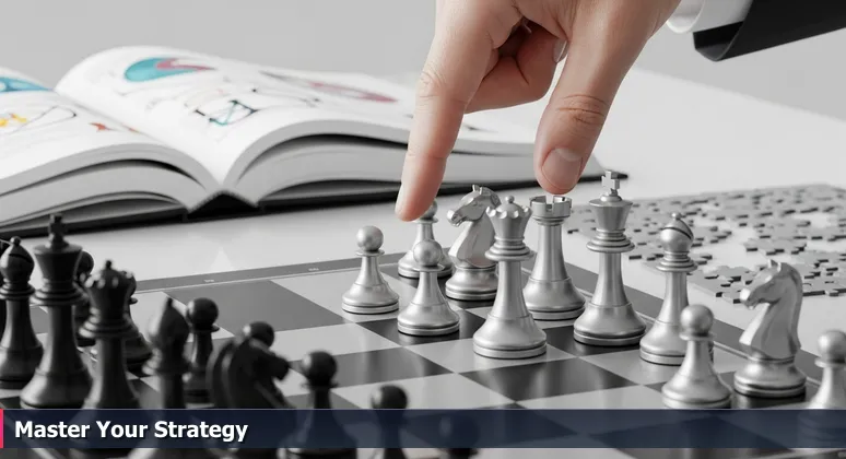 Close-up of a hand hovering over a chessboard with high-tech pieces, symbolizing strategic decision-making for affording tech life in Marysville, WA