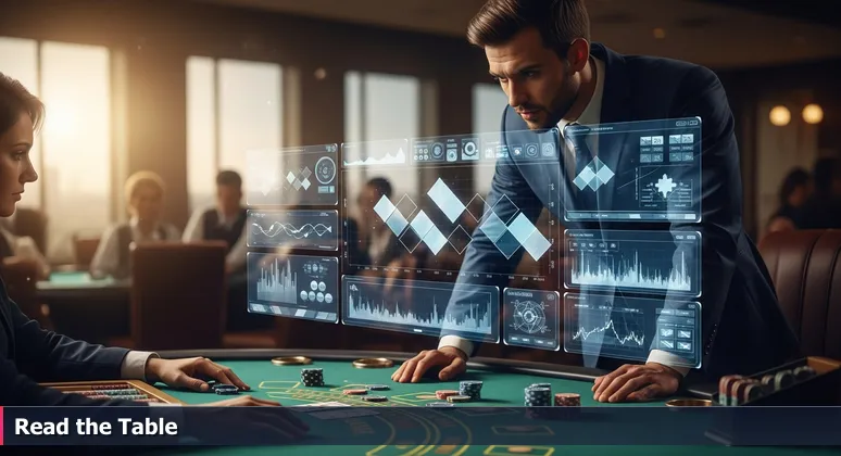 A Las Vegas pit boss strategically observing a blackjack table at dawn, symbolizing focused career planning for AI professionals in 2026.