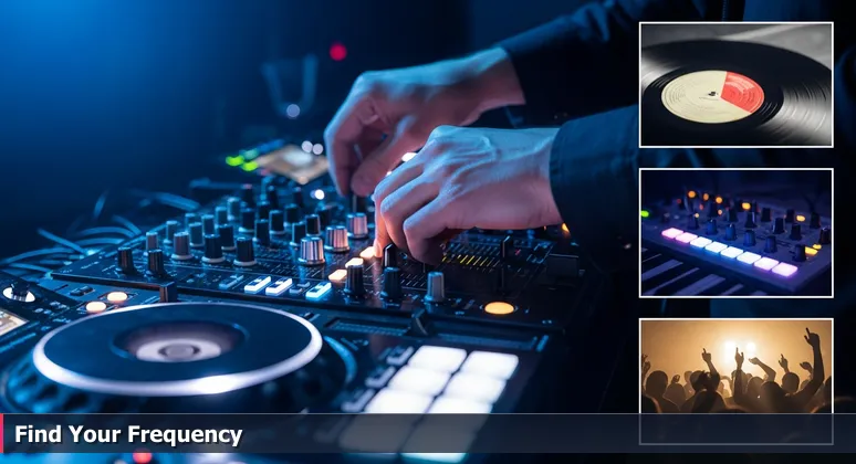 A DJ's hands skillfully mixing tracks on a club mixer, symbolizing the curation of Philadelphia's top tech coworking spaces for 2026.
