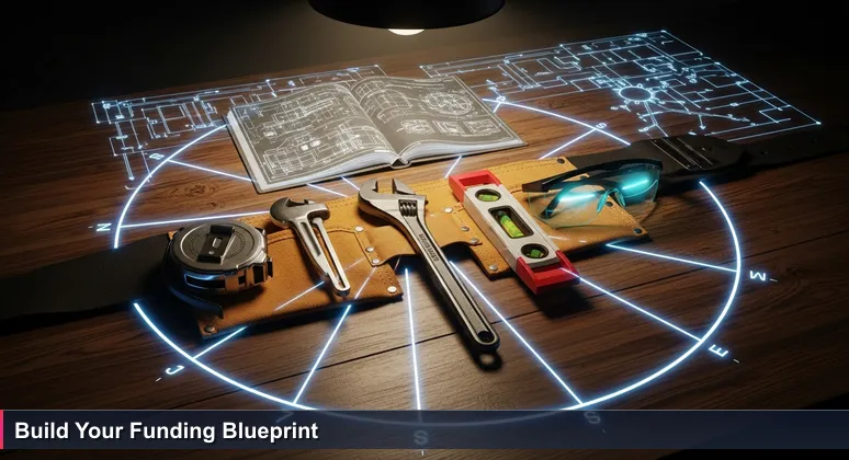 A worn leather tool belt with curated tools on a wooden workbench, symbolizing strategic funding options for tech training in Wilmington, NC.
