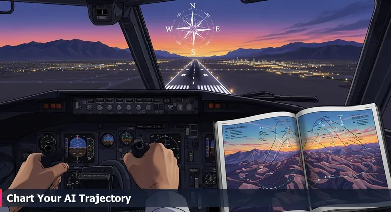 A pilot's hands gripping the control yoke during landing approach at Albuquerque International Sunport, with the Sandia Mountains and runway visible through the cockpit window.
