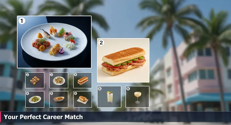 Close-up of hands on a South Beach menu, highlighting a choice between an expensive dish and an authentic Cuban sandwich, with blurred tourists in background.