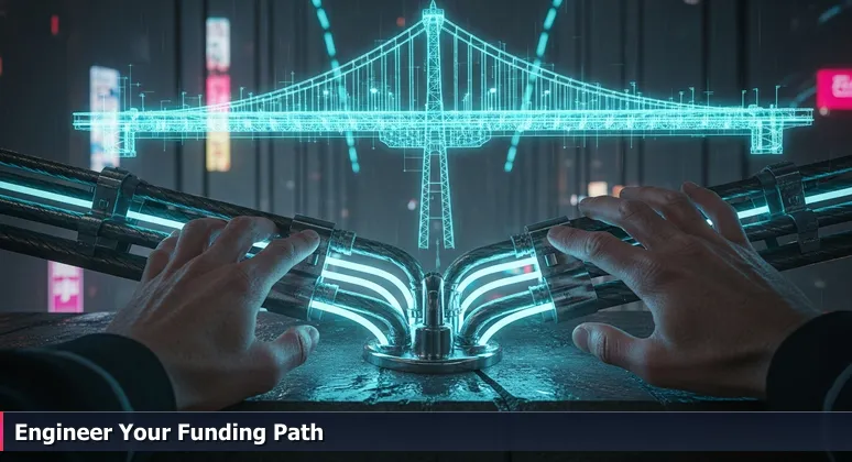 Hands tracing the steel cables on Nashville's Shelby Street Bridge, symbolizing the support system for tech training funding.