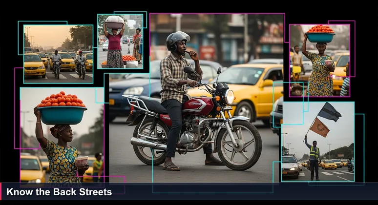 A boda boda rider at a Kampala junction during evening rush hour, symbolizing local knowledge that rankings miss.