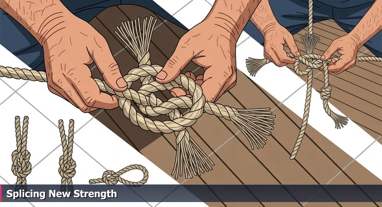 Weathered hands tying a nautical knot on a ship deck, symbolizing the resilience of women's tech networks in Chesapeake, VA.
