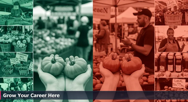 A person at a Midtown Sacramento farmer's market holding two tomatoes, symbolizing the choice between generic and meaningful job opportunities for junior developers.