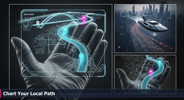 A weathered hand holds a hand-drawn map of the St. Lucie River in Florida, with pencil marks at local landmarks, symbolizing tech career opportunities in Port Saint Lucie.