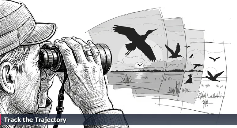Weathered hands adjusting binoculars focused on a distant startup silhouette over the Indian River Lagoon at dawn in Port Saint Lucie.
