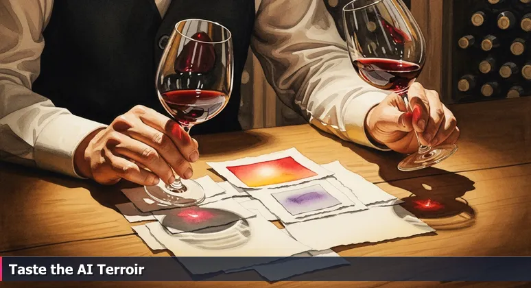 Sommelier's hands examining wine glasses over a top 10 list, symbolizing discerning choice for AI careers in Chula Vista's tech landscape.