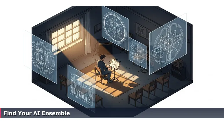 An AI practitioner coding alone in a Riverside garage, with a visual transition to a lively networking event at a local meetup, symbolizing career growth through community connections.