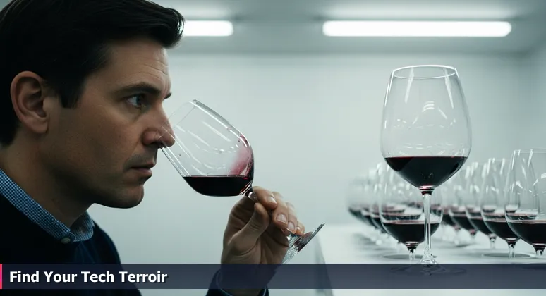 A visual blend of a Texas vineyard and a modern coworking space in Plano, symbolizing the fertile ecosystem for tech innovation and community growth.