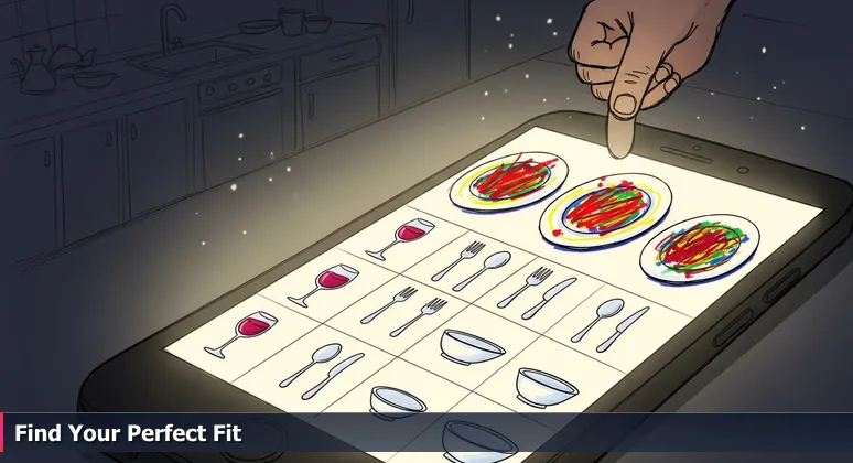 Close-up of a smartphone screen at dusk showing a list of top Charleston tech coworking spaces, with a thumb hovering indecisively.