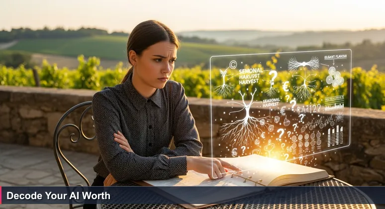 A professional in Santa Rosa thoughtfully examining a menu with AI salary figures, symbolizing career planning in the local tech industry.