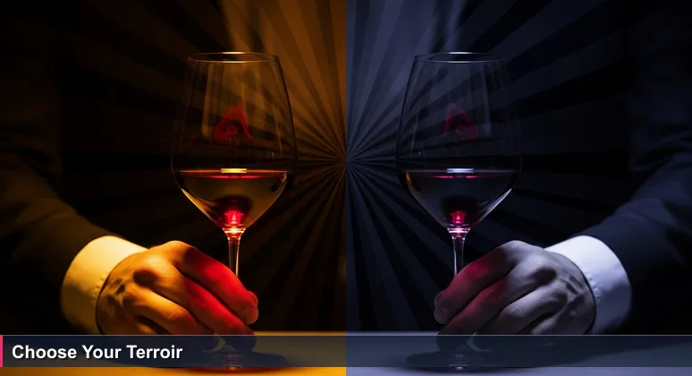 A sommelier's hands holding two glasses of Pinot Noir in a Santa Rosa tasting room, symbolizing the nuanced choice between tech workspaces for AI growth.