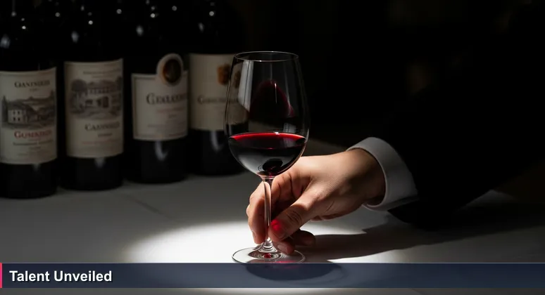 A hand holding an unmarked wine glass in a Sonoma County tasting room, symbolizing hidden tech talent and skill-based hiring in Santa Rosa.