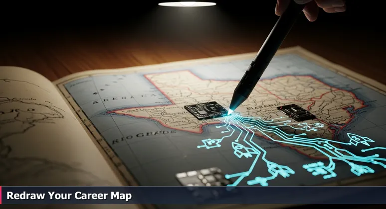 A vintage map of Texas with a digital stylus overlaying Brownsville with glowing circuit boards and rocket schematics, symbolizing its emergence as a tech hub in 2026.