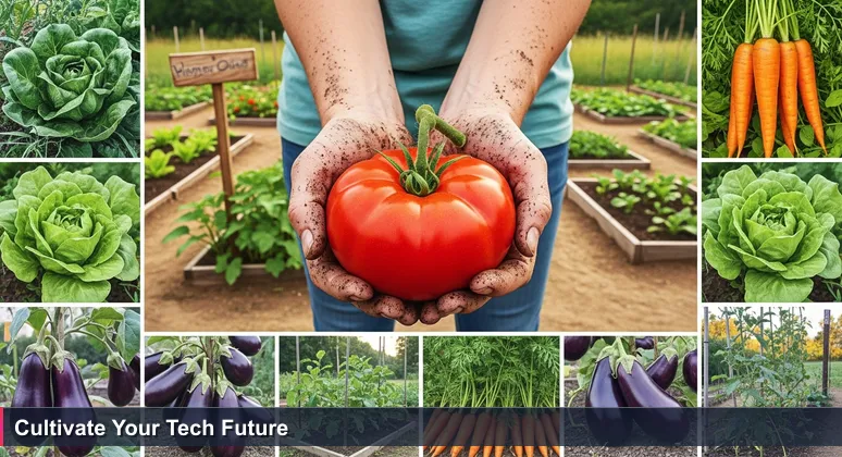 Hands gently holding a ripe tomato in a community garden, symbolizing accessible tech training opportunities in Sandy Springs, GA.