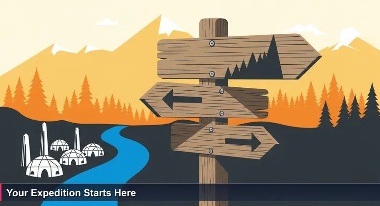 A weathered wooden trailhead sign with arrows pointing to different paths labeled for tech startups, set against San Bernardino's mountainous backdrop.