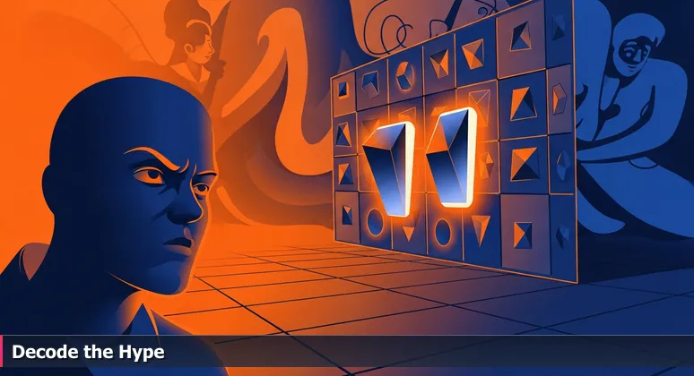 A person in Austin, TX squinting at a chalkboard menu with AI bootcamp buzzwords, representing the confusion of choosing the right program in the tech hub.