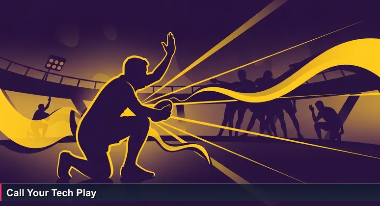 A rugby scrum-half crouched on the field, scanning play with hand raised, representing Nauru's strategic tech career opportunities in 2026.