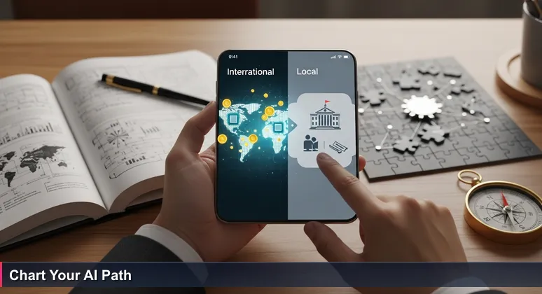 A smartphone with split-screen display showing a high-salary AI job ad on the left and a local Nauru government role on the right, symbolizing career choices for AI professionals