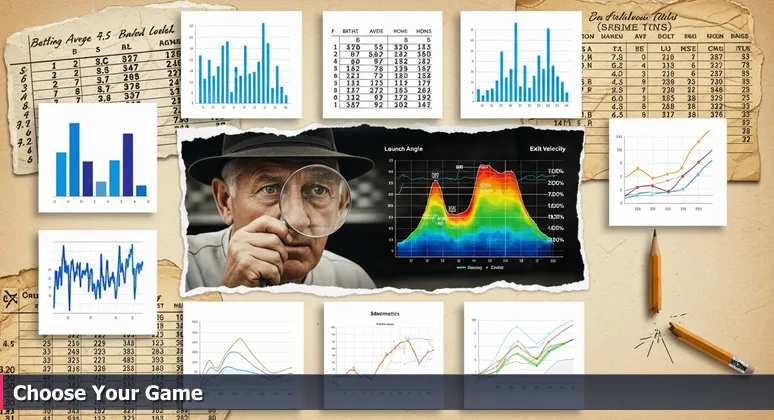 A vintage baseball scout examines contrasting stat sheets, symbolizing the comparison of compensation across Cambridge's tech and biotech companies.