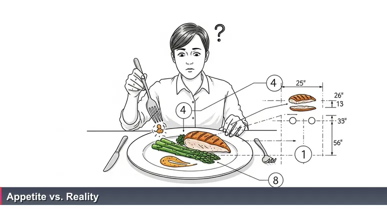 A tech professional in Tulsa hesitating over a small, artfully plated dish, symbolizing the affordability question for careers in 2026.