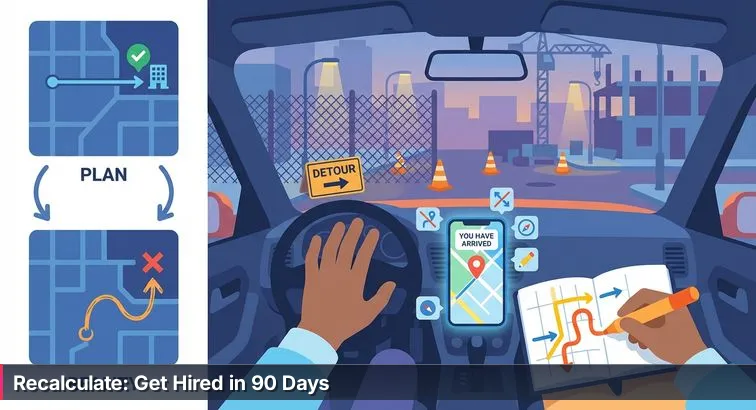 Early-career professional at a dimly lit desk working on a laptop showing log dashboards, a notebook with a checklist, and a focused expression.