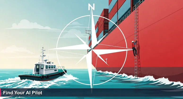 A local pilot boat assists a large container ship entering Malta's Grand Harbour, symbolizing expert guidance for AI networking and career navigation in 2026.