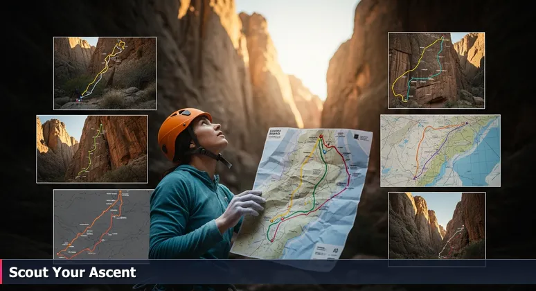 A climber's chalk-dusted hand holding a crumpled route map at Eldorado Canyon, symbolizing strategic planning for tech careers in Denver.