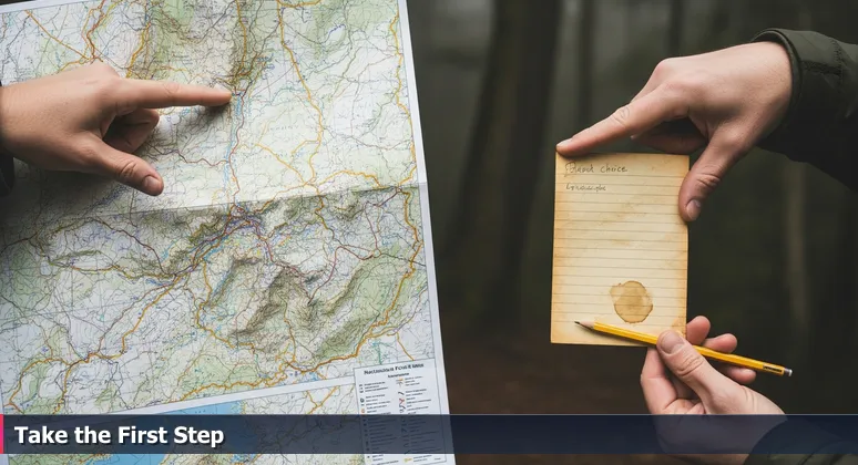 Two hands at a Eugene trailhead: one holding a detailed hiking map, the other a simple note with 'Spencer Butte', representing the choice between overwhelming options and personal guidance.