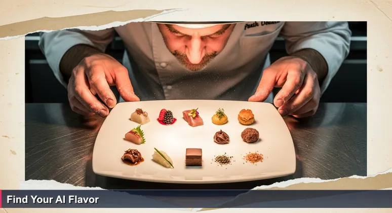 A chef's hands meticulously arranging ten diverse tasting dishes on a plate, symbolizing the curated AI job market for engineers in South Korea.