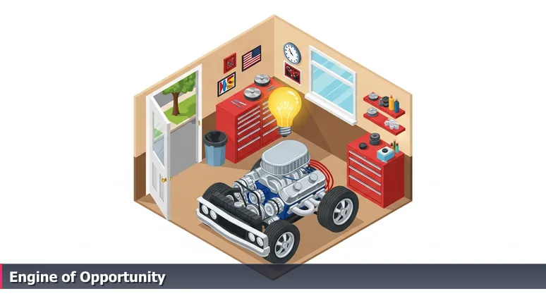 Close-up of hands polishing a restored classic car engine in a modest garage, symbolizing hidden tech opportunities in Fort Wayne, Indiana for 2026.