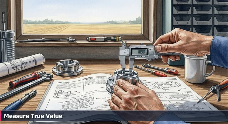 A machinist's hands using a digital caliper to measure a steel part in a Fort Wayne workshop, symbolizing precise assessment of AI career value in 2026.