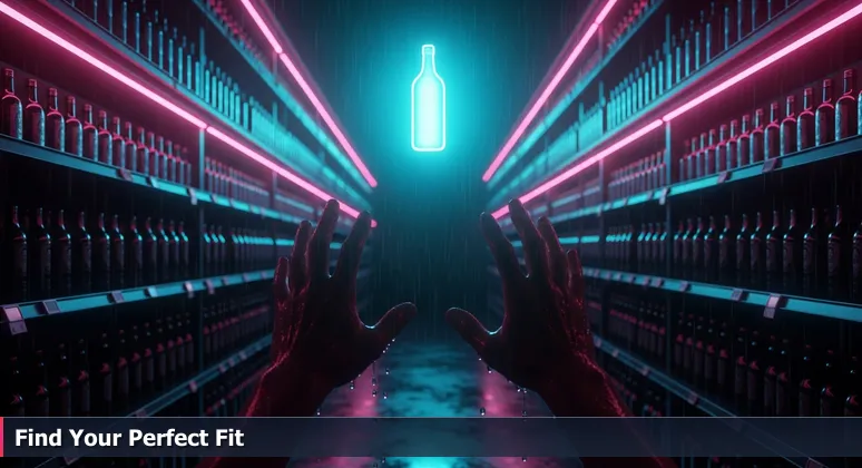 Close-up of hands hesitating between olive oil bottles in a grocery aisle, symbolizing the challenge of choosing an AI bootcamp in Bakersfield.