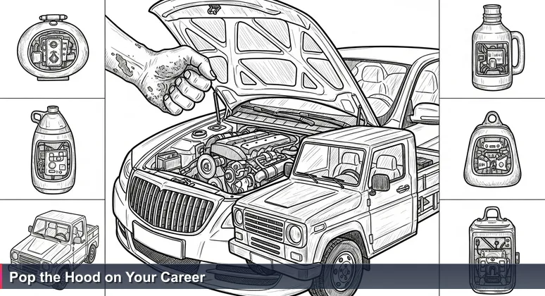 A grease-stained hand pops open the hood of a luxury car to reveal a simple, reliable engine, symbolizing that practical skills matter more than degrees in Spokane's 2026 tech jobs.